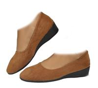 Zapatos De Cuña De Gamuza Elegantes, Ligeros Y Antideslizantes con Tacón Bajo, Mocasines Ortopédicos De Punta Redonda Cerrada con Cuña Baja para Fascitis Plantar (Marrón,40)