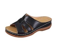 Zapatos de cuña Mujer Verano 2025 Sandalias Mujer Verano Cómodo Plataforma Zapatos Con Soporte Ortopédico Chanclas Playa Y Claquetas Piscina Yoga Zapato a Tacón Mujer, Le Noir, 39 EU Large