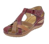Zapatos de cuña Mujer Verano Sandalias Mujer Verano Cómodas, Mulas De Cuero Vintage, Plataforma, Cuentos, Zapatillas Ortopédicas Prima, Zapatillas De Playa Verano Talla Mujer Sandalias, vino., 43 EU