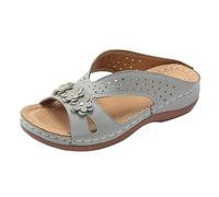 Zapatos de cuña Mujer Verano Sandalias Mujer Verano Cómodas, Mulas De Cuero Vintage, Plataforma, Cuentos, Zapatillas Ortopédicas Prima, Zapatillas De Playa De Verano Talla Zapatos Mujer, gris, 38 EU