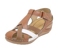 Zapatos de cuña Mujer Verano Sandalias Mujer Verano Cómodas, Mulas De Cuero Vintage, Plataforma, Cuentos, Zapatillas Ortopédicas Prima, Zapatillas De Playa Verano Talla Mujer Sandalias, marrón, 40 EU