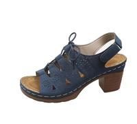 Zapatos de cuña Mujer Verano Sandalias Tacón Sandalia Un Alto Zapato Cuña Confort Verano Zapatillas Cómodas Ortopédicas Y Desnudo Pies Verano, azul marino, 38 EU
