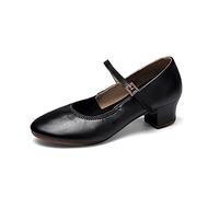 Zapatos de Danza de Tacón para Mujer Zapatos Bailarina Zapatos de Baile Latino, Salsa Mercedita de tacón Mary Jane (Negro, Adulto, Mujer, 40, Números, Sistema Tallas Calzado EU, Mediano)