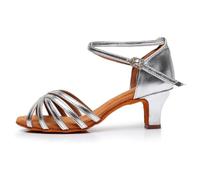 Zapatos de Danza Latina para Mujer Oro Profesional Zapatos de Baile de salón de Fiesta de Salsa de Baile práctica de Rendimiento Zapatos A01 Plata 5 CM 39 EU