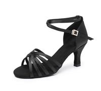 Zapatos de Danza Latina para Mujer Profesional Zapatos de Baile de salón de Fiesta de Salsa de Baile práctica de Rendimiento Zapatos A01 Negro 7 CM 42 EU