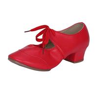 Zapatos De Danza Latina Salsa Social Tacones Altos Zapatos De Jazz Sala De Baile Suela Suave Cerrado Toe Zapatos De Baile Latino para Mujer Latina Salsa Tango Valse Bachata Latina Sandalias, rojo, 36
