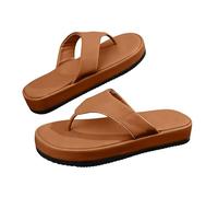 Zapatos de ducha antideslizantes para mujer, sandalias transpirables con suela suave, sandalias de playa, sandalias bohemias de suela gruesa, chanclas planas, marrón, 39 EU