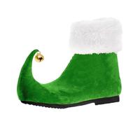 Zapatos de elfo adorables botas para adultos, mujeres y hombres, disfraz de Halloween con campanas, terciopelo verde, 39, 9 meses