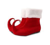 Zapatos de elfo de Navidad Botas rojas para adultos, hombres y mujeres, zapatos festivos divertidos con campanas de Navidad, decoraciones navideñas, cosplay, disfraces, zapatos de enano, rojo, 47 EU
