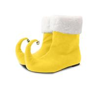 Zapatos de elfo de Navidad Botas rojas para adultos, hombres y mujeres, zapatos festivos divertidos con campanas de Navidad, decoraciones navideñas, cosplay, disfraces, zapatos de enano, amarillo, 42