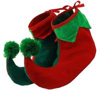 Zapatos de elfo para adultos - Botas de elfo rojas y verdes con dedos rizados rellenos - Accesorio de zapato de elfo para vestido de Navidad Fundas de elfos de Santa Little Helper