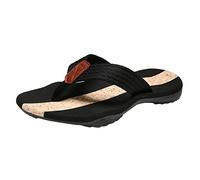 Zapatos de espiga para hombre, sandalias planas para hombre, sandalias ortopédicas unisex para soporte de arco y comodidad, playa, piscina, casa, interior y exterior, Black, 38 2/3 EU