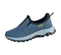 Zapatos de exterior para hombre, anchos, sin cordones, antideslizantes, para senderismo, cómodos, de un solo color, suela plana, zapatos informales, azul, 38 EU