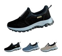 Zapatos de exterior para hombre, anchos, sin cordones, antideslizantes, para senderismo, cómodos, de un solo color, suela plana, zapatos informales, Negro , 41 EU