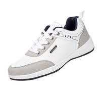 Zapatos de exterior para hombre, ligeros, impermeables, para caminar, ortopédicos, con suela suave, informales, planas, con cordones, para tenis y patinaje, Blanco, 46 EU