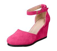Zapatos De Fiesta Para Bodas Sandalias de cuña gamuza para mujer, estilo retro Mary Jane, con una sola pieza, cómodas y transpirables, ideales ocasiones informales. Sandalias Verano Mujer (41)