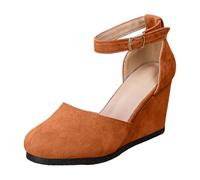 Zapatos De Fiesta Para Bodas Sandalias de cuña gamuza para mujer, estilo retro Mary Jane, con una sola pieza, cómodas y transpirables, ideales ocasiones informales. Sandalias Verano Mujer (Coffee, 39)