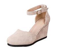 Zapatos De Fiesta Para Bodas Sandalias de cuña gamuza para mujer, estilo retro Mary Jane, con una sola pieza, cómodas y transpirables, ideales ocasiones informales. Sandalias Verano Mujer (Beige, 43)