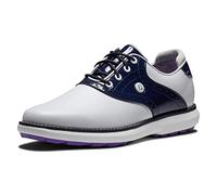 FootJoy Traditions Lady, Zapatos de Golf Mujer, White/Navy/Purple, 38.5 EU