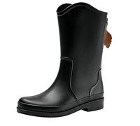 Zapatos de goma para jardín, zapatos de exterior, zapatos de goma de cocina, parte inferior suave, cómodas, botas de lluvia de tubo medio, Black, 39.5 EU