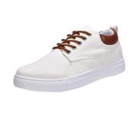 Zapatos de hombre 48 mocasines hombres baja top lona zapatos de senderismo cordones moda zapatillas de deporte zapatos casuales zapatos voleibol hombres, Blanco, 44 EU