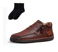Zapatos de Hombre, Botas de conducción sin Cordones de Cuero, Hechas a Mano, Ideales for el Tiempo Libre, el Paseo y el Trabajo. Disponibles en Cuatro Colores. Regala un par de calceti