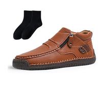 Zapatos de Hombre, Botas de conducción sin Cordones de Cuero, Hechas a Mano, Ideales for el Tiempo Libre, el Paseo y el Trabajo. Disponibles en Cuatro Colores. Regala un par de calceti