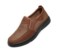 Zapatos de hombre de tallas grandes, planos, informales, de malla, transpirables, ligeros, antideslizantes, medianos y altos, zapatos de tela de alta edad, cómodos y suaves, suela suave, zapatos de