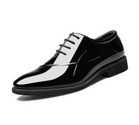 Zapatos de hombre Negocios de charol Oxfords en tallas grandes Moda casual versátil como parte de la colección masculina Mocasines clásicos con aspecto de cuero Mocasines elegantes, Estilo J01 Negro