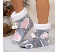 Zapatos de interior de invierno para mujer con un elegante diseño de corazones, forro de felpa para mayor , perfectos para en casa, Zapatos de mujer