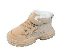 Zapatos de invierno a prueba de agua para niños grandes, planos, para mantener el calor, cómodos, zapatos para niña, Khaki, 34 EU