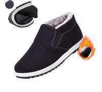 Zapatos de invierno de felpa gruesa para hombre, botines de tobillo bajos cómodos, antideslizantes, para senderismo, caminar, arte marcial, tai chi, kung fu, zapatos chinos tradicionales antiguos de