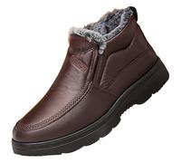 Zapatos de invierno para hombre, forrados de piel, botas de invierno, zapatos cálidos, suela gruesa, zapatos ergonómicos, antideslizantes, ligeras, botas de nieve, café, 38 EU