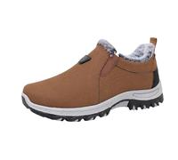 Zapatos de invierno para hombre, forrados, impermeables, antideslizantes, para exteriores, ligeros, cómodos, sin cordones, zapatillas para hombre, café, 44 EU