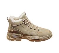 Zapatos de invierno para hombre, forrados, zapatos de nieve cálidos, zapatos deportivos, ligeros, informales, transpirables, zapatos de entrenamiento al aire libre, zapatos clásicos y cómodos, caqui