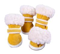 Zapatos de invierno para perros de 4 piezas: protectores antideslizantes con cinta ajustable, botas cálidas para patas lesionadas, perros pequeños y cachorros (talla 5)