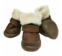 Zapatos de invierno para perros, marrones con cierre de velcro, 4 unidades