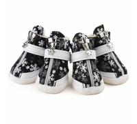 Zapatos de invierno para perros, negro con forro polar, 4 unidades
