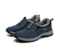 Zapatos de invierno sin cordones para caminar con soporte de arco para hombre, botas de nieve de cuero, suaves, antideslizantes, impermeables, con forro cálido, botas de invierno cómodas, zapatos