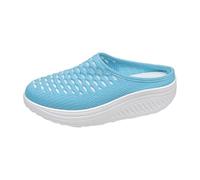 Zapatos de jardín genéricos para hombre y mujer, ligeros, impermeables, zapatos de cocina cómodos, de goma antideslizante, zuecos de jardín, diseño de leopardo, con cojín de aire, azul celeste, 38 EU