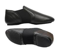 Zapatos de jazz sin cordones, zapatos de baile de jazz, suela dividida de cuero suave, tacón rubller de neopreno, zapatos de jazz y escenario moderno, color negro, Black, 37 EU