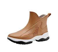 Zapatos de lluvia a la moda para mujer, zapatos impermeables para exteriores, zapatos de goma para cocina, botas de lluvia de tubo medio cómodas de fondo Deportivas Blancas Mujer (Brown, 38)