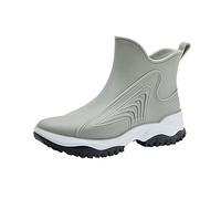 Zapatos de lluvia a la moda para mujer, zapatos impermeables para exteriores, zapatos de goma para cocina, botas de lluvia de tubo medio cómodas de fondo Deportivas Blancas Mujer Botas (Grey, 39)