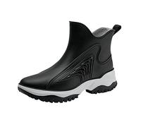 Zapatos de lluvia a la moda para mujer, zapatos impermeables para exteriores, zapatos de goma para cocina, botas de lluvia de tubo medio cómodas de fondo Deportivas Blancas Mujer (Black, 39)