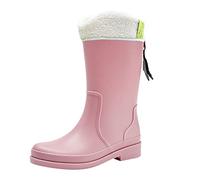 Zapatos de lluvia a la moda para mujer, zapatos impermeables para exteriores, zapatos de goma para cocina, botas de lluvia de invierno de tubo medio cómodas de fondo Ropa Lluvia Botas Forradas (40)