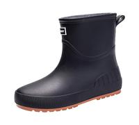 Zapatos de lluvia de tubo medio para mujer, Botas de lluvia con borde, ropa antideslizante, lavado de coches, salir en días lluviosos Botas Peludas Mujer (Black, 38)