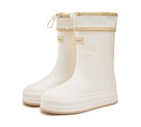 Zapatos de lluvia para mujer, ropa exterior, arnés, boca acolchada, forro, suela gruesa, cómodos, antideslizantes, botas de lluvia de goma para cocina Botas Mujer Marca Zapatillas (Beige, 41)