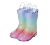 Zapatos de lluvia para niñas, color arcoíris, transparentes, a media pantorrilla, no acuáticos, para niños medianos y grandes, talla 6, zapatos de invierno para niña, Red, 13 UK Child