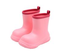 Zapatos de lluvia para niños pequeños y medianos, color sólido, suela no suave, media pantorrilla, talla 5, Pink, 27 EU