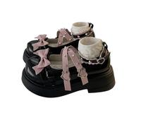 Zapatos de Lolita para Mujer, Zapatos de tacón Mary Jane, Bombas de Encaje con Lazo, Botas de cuña de Cosplay Bonitas Kawaii, Correa Cruzada, tacón de Bloque, Estilo Dulce